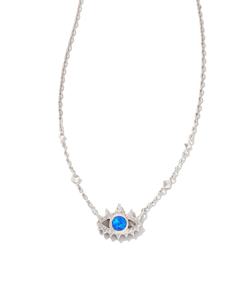 Gemma Silver Pendant Necklace in Bright Blue Kyocera Opal image number 0