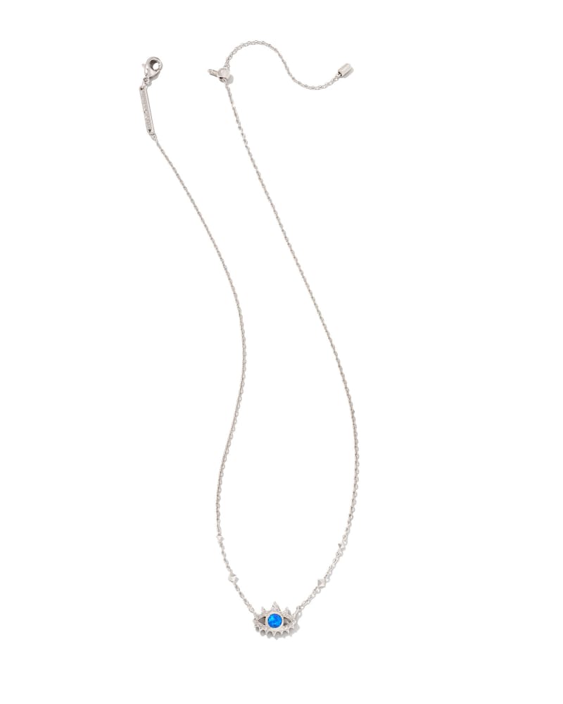 Gemma Silver Pendant Necklace in Bright Blue Kyocera Opal image number 1