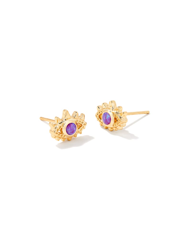 Gemma Gold Stud Earrings in Fuchsia Kyocera Opal image number 0