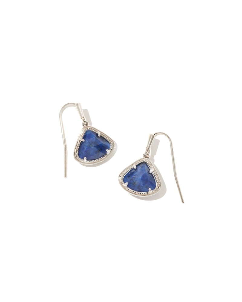 Kendall Silver Drop Earrings in Blue Dumortierite image number 0