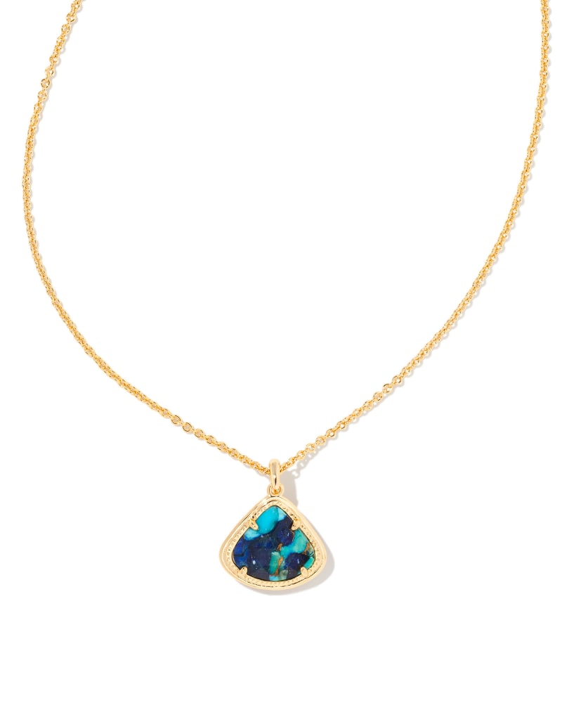 Kendall Gold Pendant Necklace in Bronze Veined Lapis Turquoise Magnesite image number 0