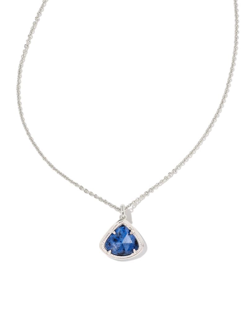 Kendall Silver Pendant Necklace in Blue Dumortierite image number 0