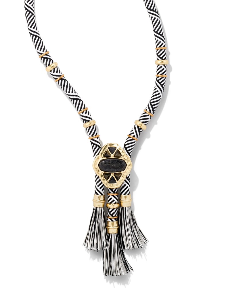 Maya Gold Statement Necklace in Black Mix image number 0