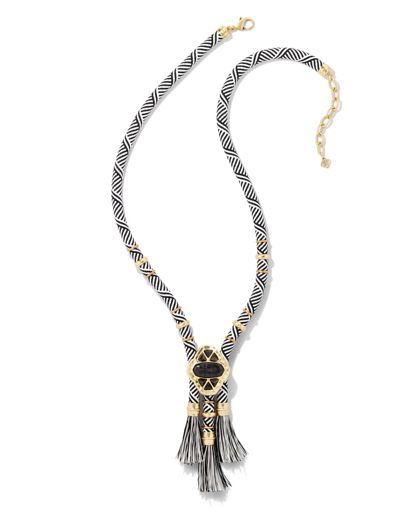 Maya Gold Statement Necklace in Black Mix image number 2