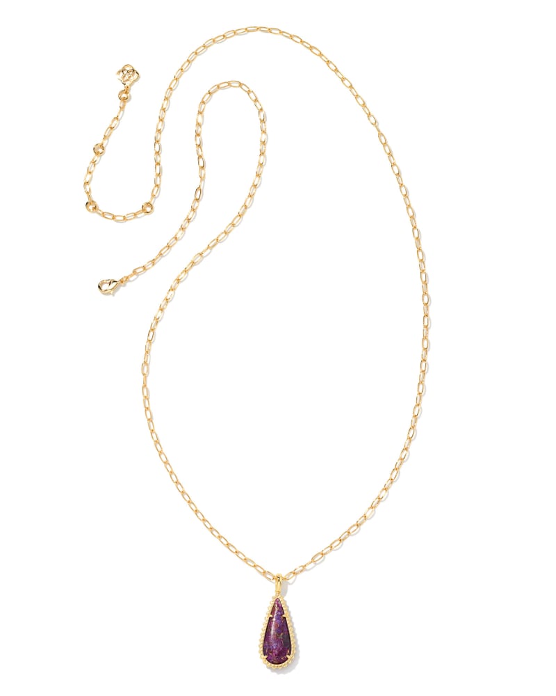 Payton Gold Long Pendant Necklace in Bronze Veined Purple Turquoise Magnesite image number 3