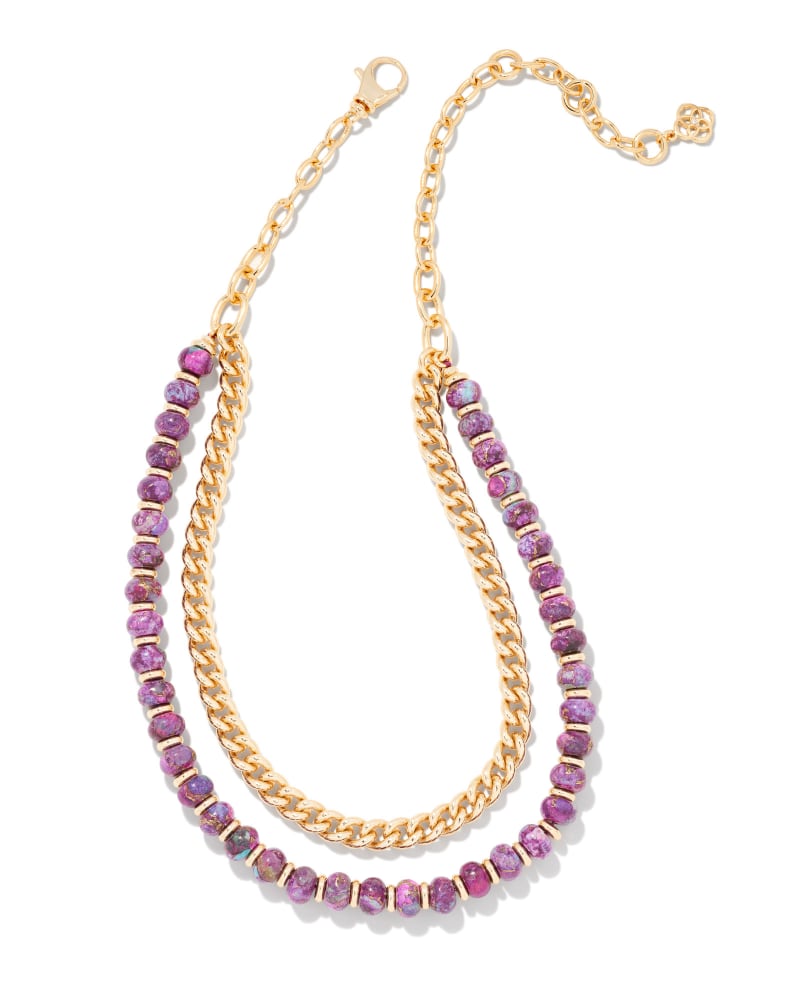 Rebecca Gold Multi Strand Necklace in Bronze Veined Purple Turquoise Magnesite image number 0