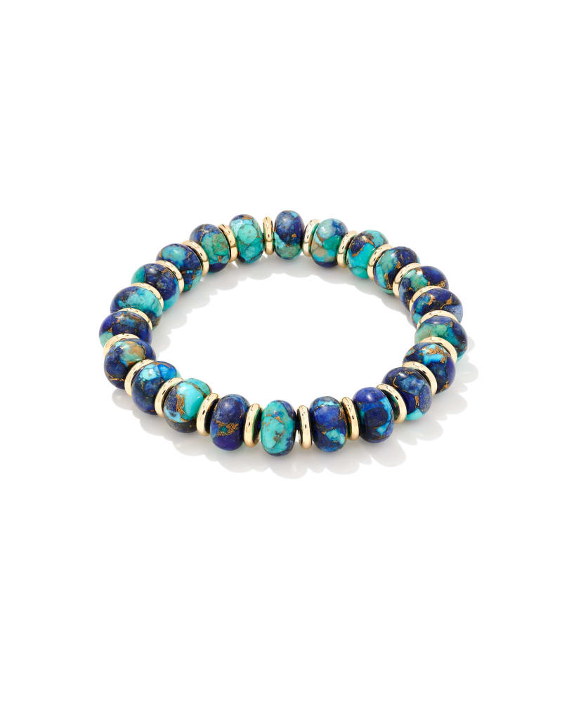 Rebecca Gold Stretch Bracelet in Bronze Veined Lapis Turquoise Magnesite image number 0