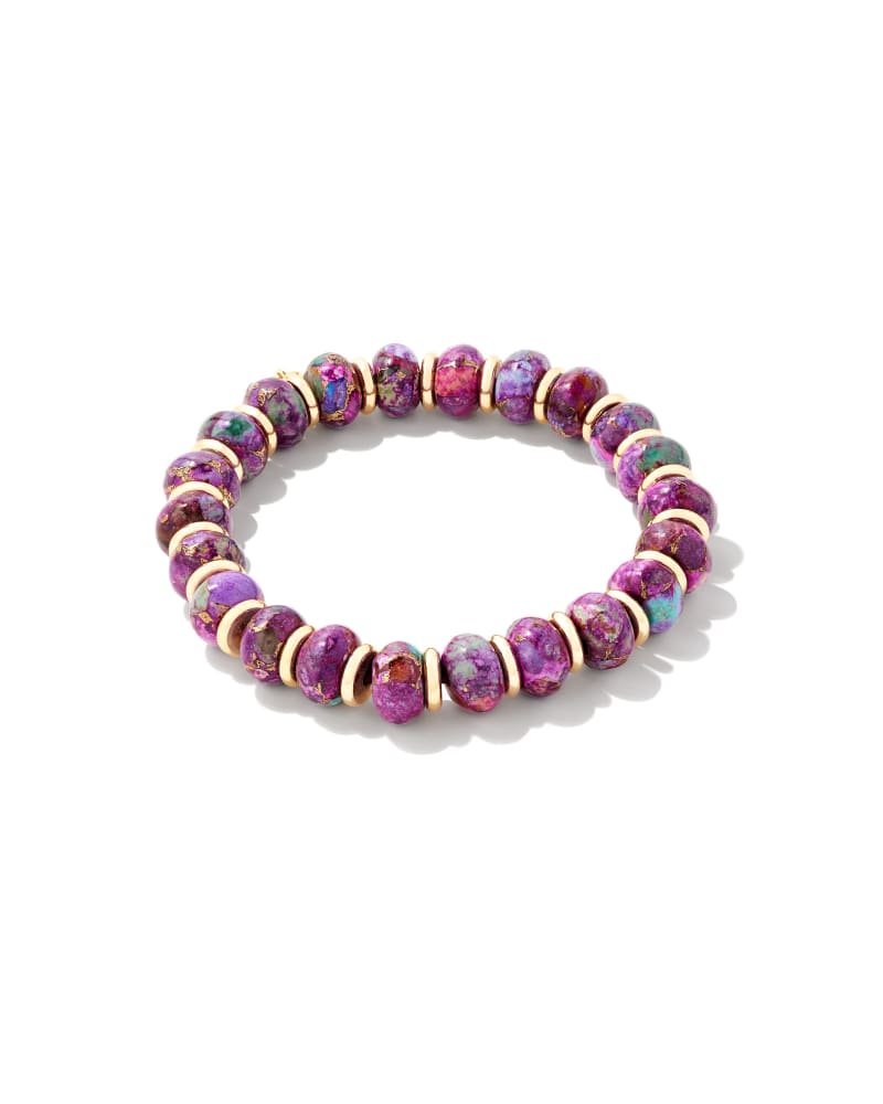 Rebecca Gold Stretch Bracelet in Bronze Veined Purple Turquoise Magnesite image number 0