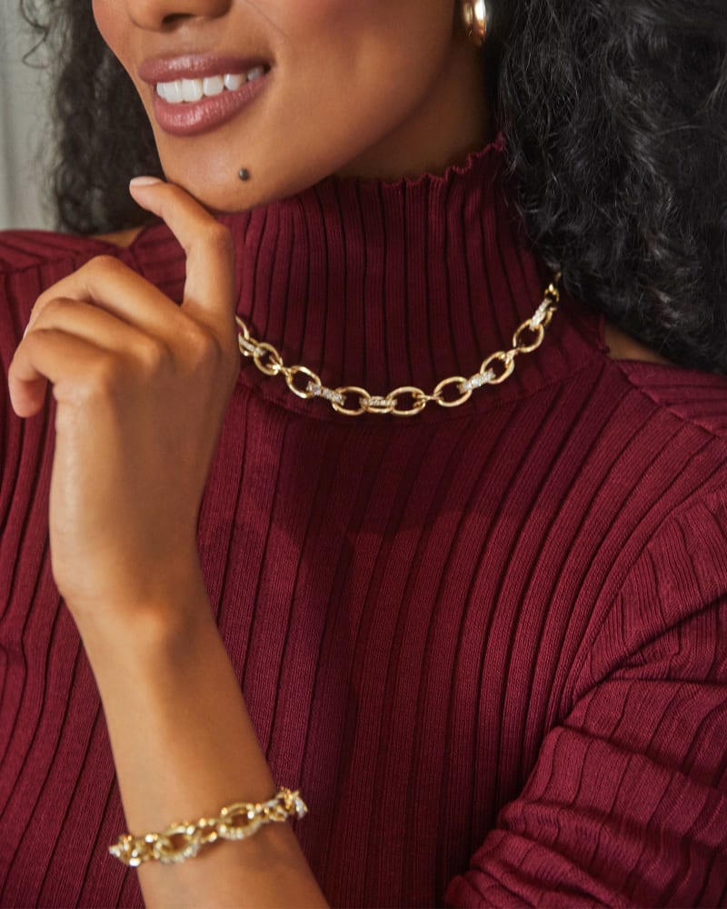 Livy Gold Chain Bracelet in White 