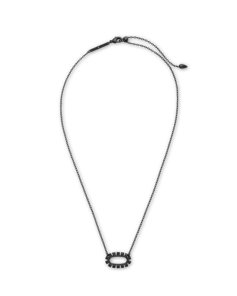 Elisa Gunmetal Open Frame Pendant Necklace in Black Spinel image number 1