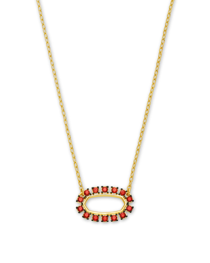 Elisa Gold Open Frame Pendant Necklace in Burgundy Crystal image number 0