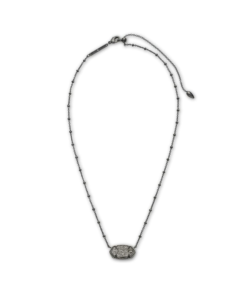 Elisa Gunmetal Satellite Pendant Necklace in Platinum Drusy image number 2