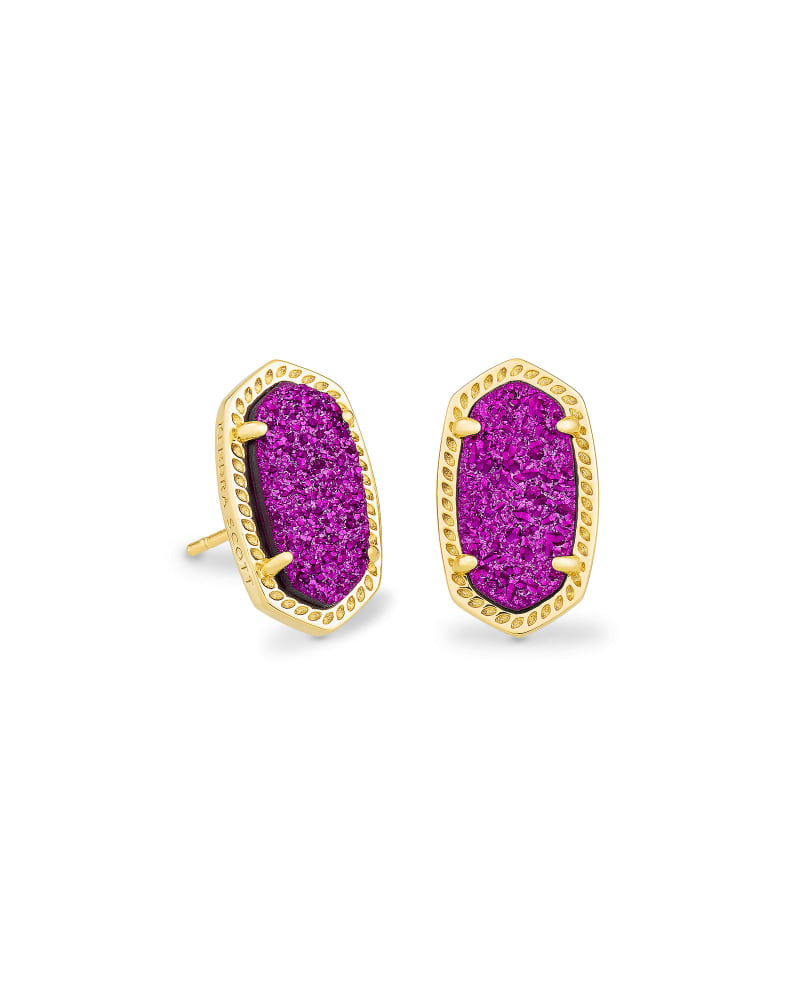 Ellie Gold Stud Earrings in Bright Plum Drusy image number 0