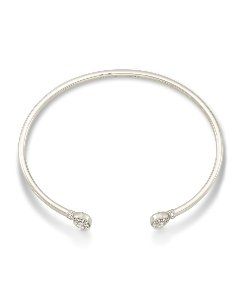 Grayson Silver Cuff Bracelet in White Crystal image number 1