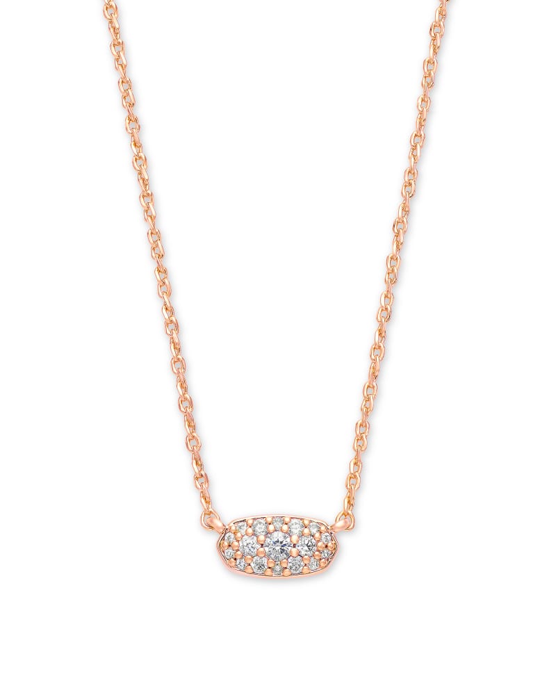 Grayson Rose Gold Pendant Necklace in White Crystal image number 0
