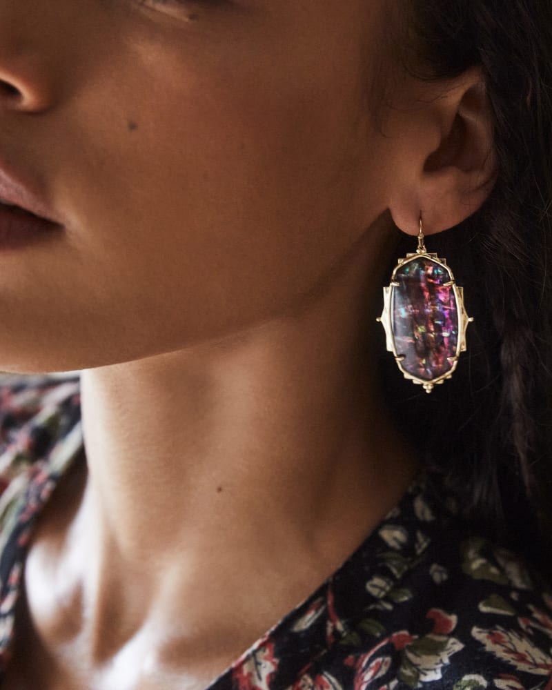 Baroque Ella Gold Drop Earrings in Mauve Abalone image number 1