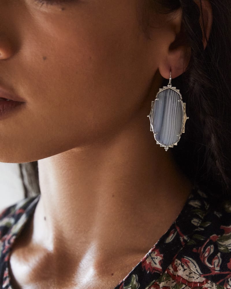 Baroque Ella Silver Drop Earrings in Gray Banded Agate image number 1