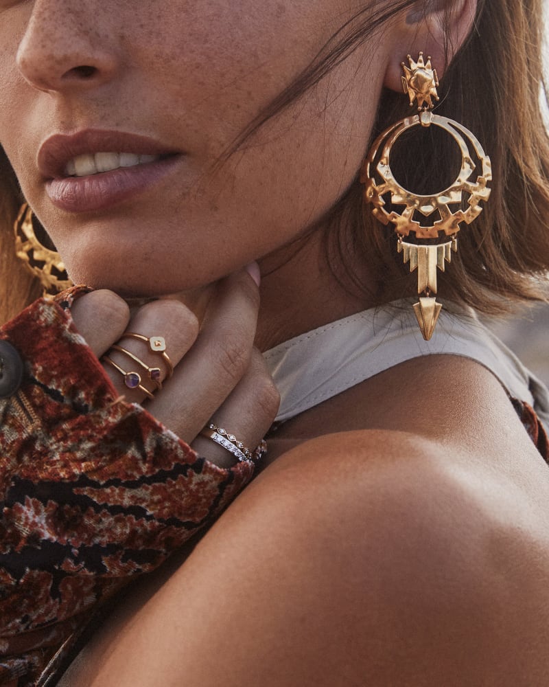 Shiva Statement Earrings in Vintage Gold image number 1