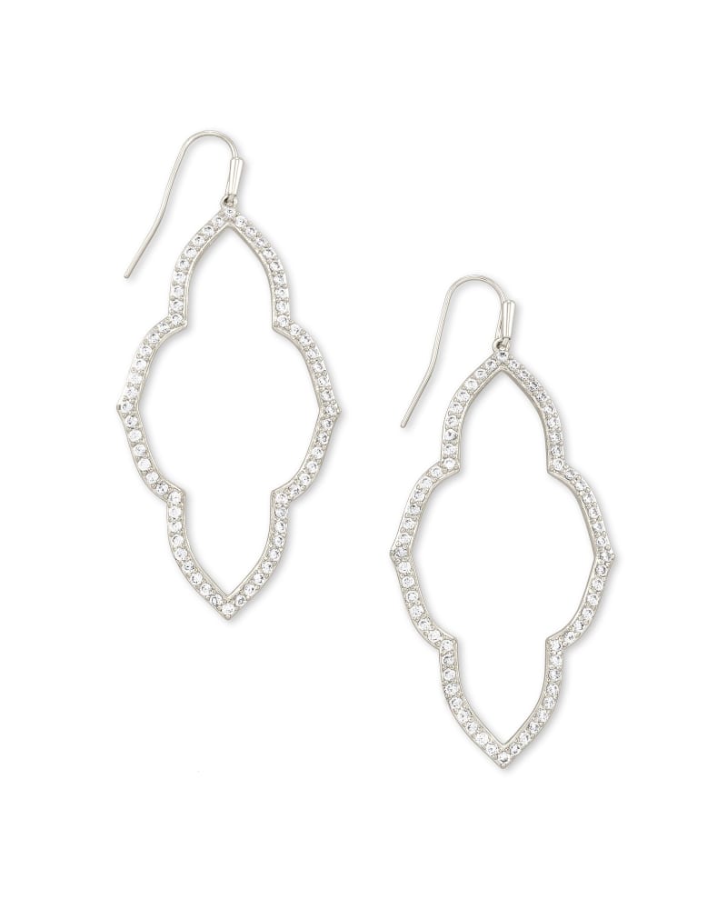 Abbie Silver Open Frame Earrings in White Crystal image number 0