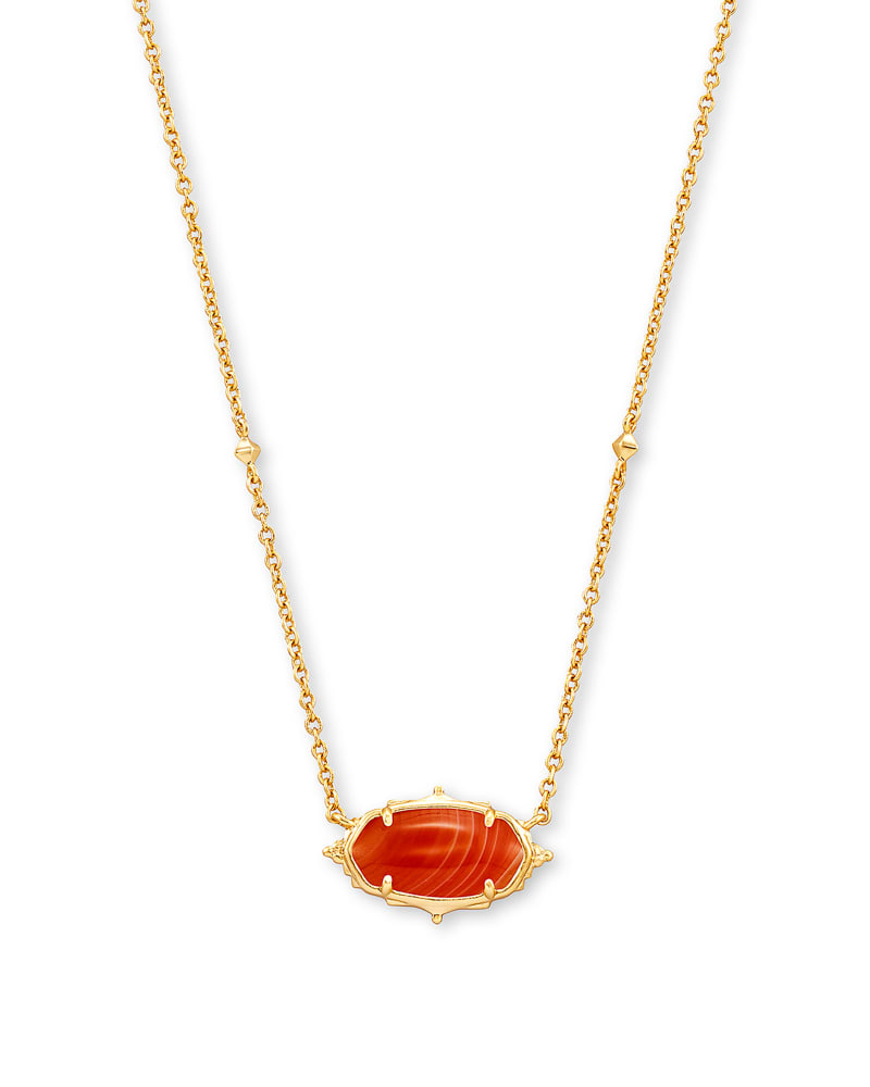 Baroque Elisa Gold Pendant Necklace in Orange Banded Agate image number 0