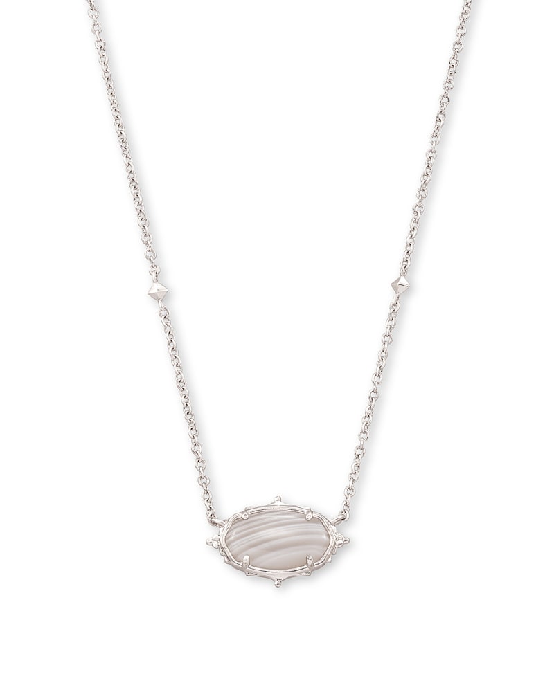 Baroque Elisa Silver Pendant Necklace in Gray Banded Agate image number 0