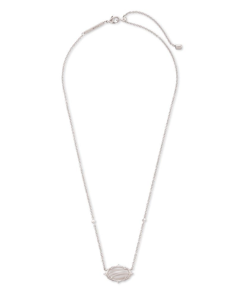 Baroque Elisa Silver Pendant Necklace in Gray Banded Agate image number 2