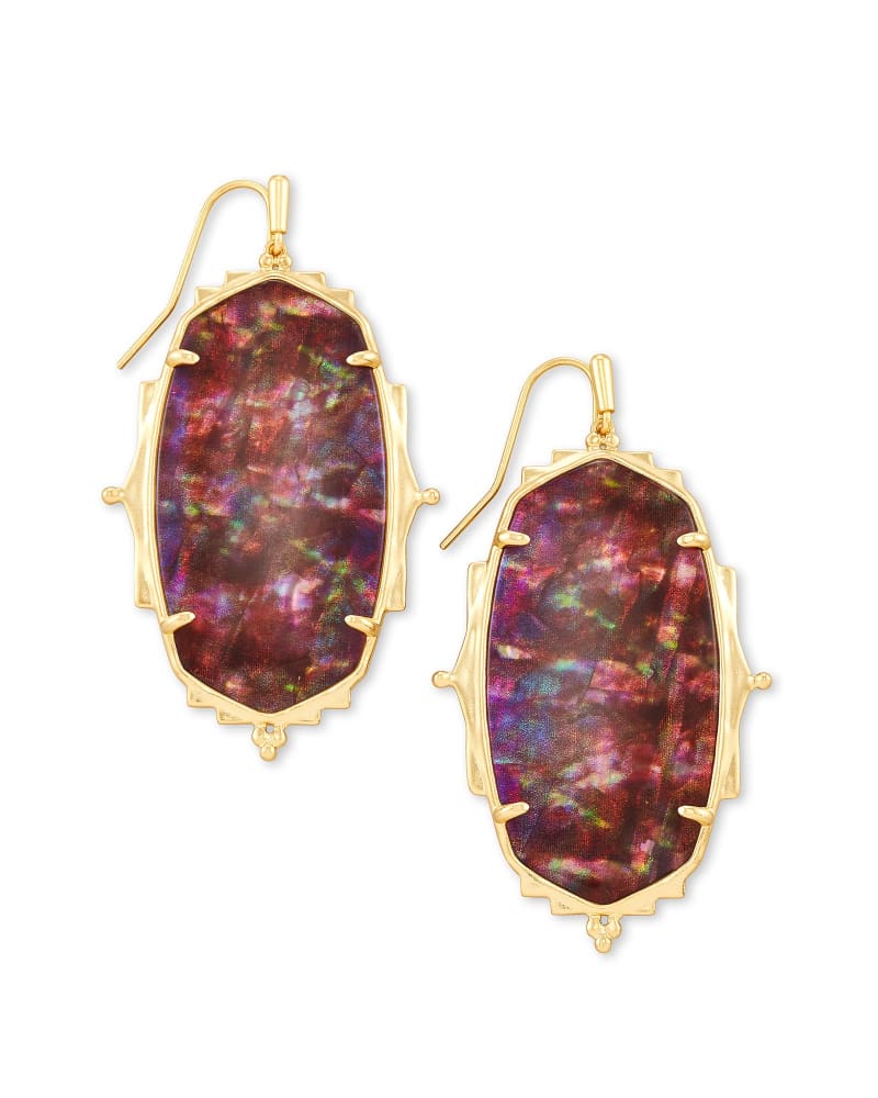 Baroque Ella Gold Drop Earrings in Mauve Abalone image number 0