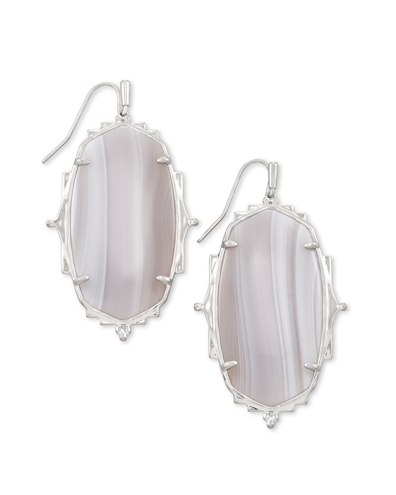 Baroque Ella Silver Drop Earrings in Gray Banded Agate image number 0