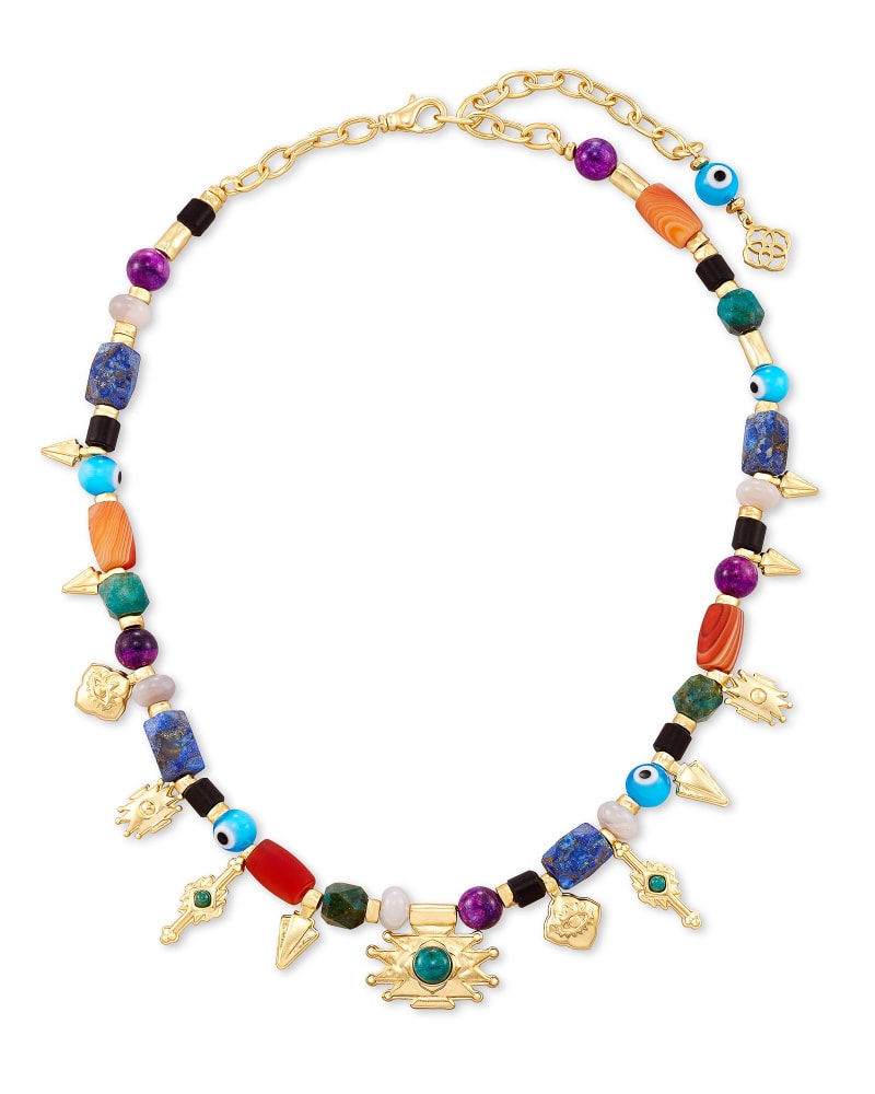 Beaded Shiva Gold Charm Necklace in Multi Mix image number 0