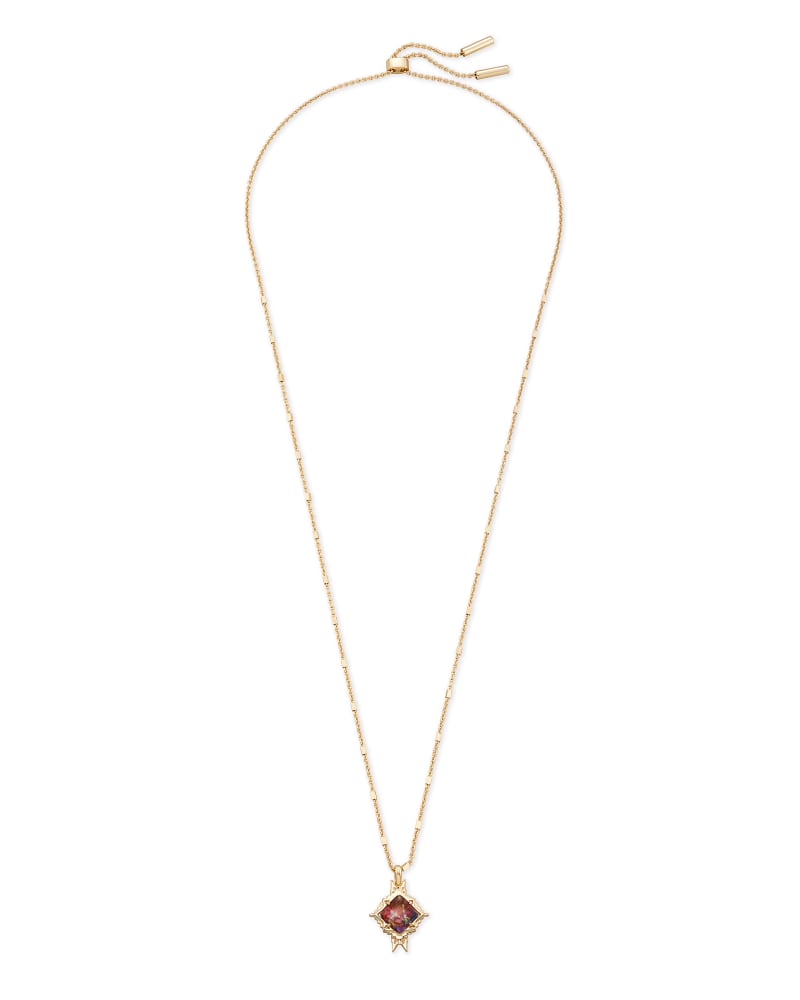 Cass Gold Long Pendant Necklace in Mauve Abalone image number 1
