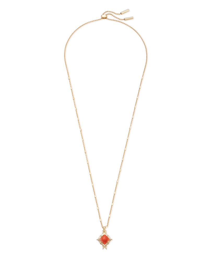 Cass Gold Long Pendant Necklace in Orange Banded Agate image number 1