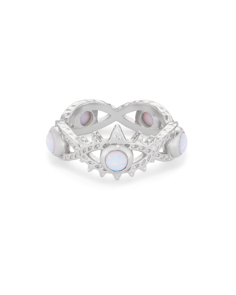 Gemma Silver Band Ring in White Kyocera Opal image number 0