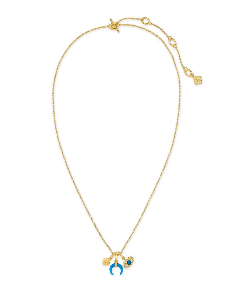 Gemma Gold Charm Necklace Set in Teal Mix image number 2