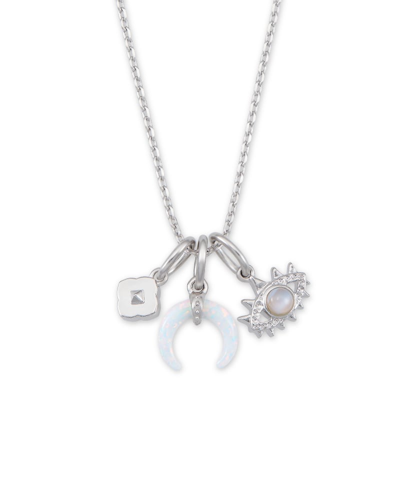 Gemma Silver Charm Necklace Set in Neutral image number 0