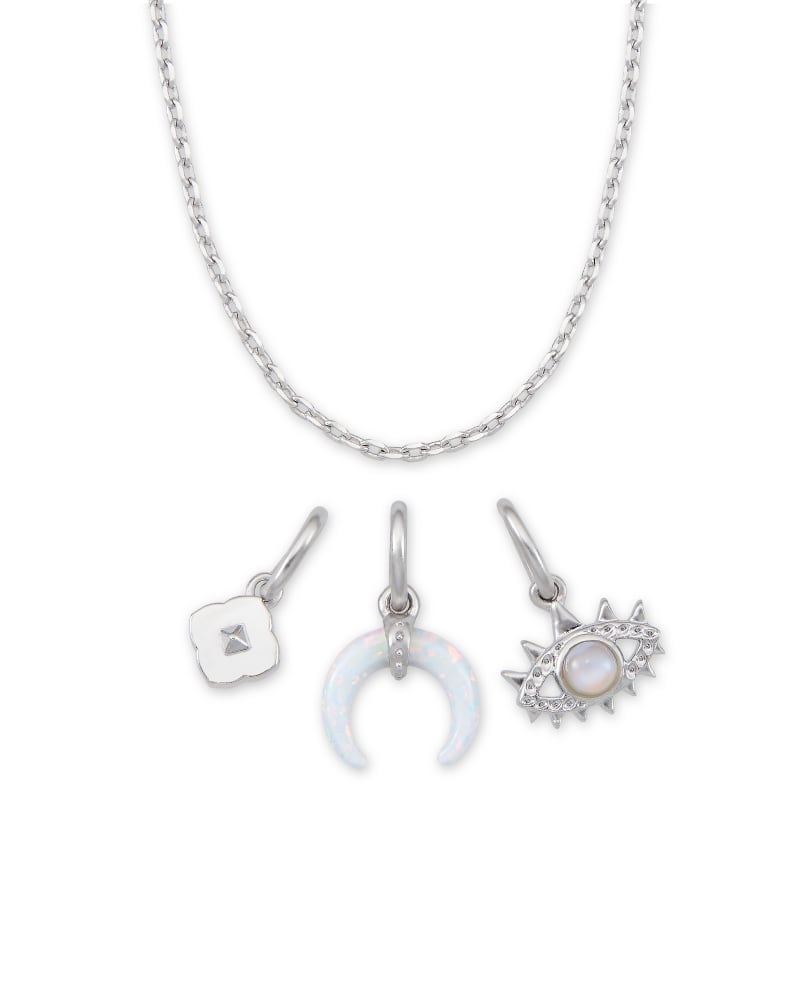 Gemma Silver Charm Necklace Set in Neutral image number 1