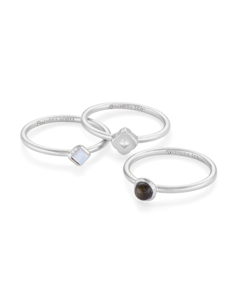 Gemma Silver Ring Set of 3 in Neutral Mix image number 1