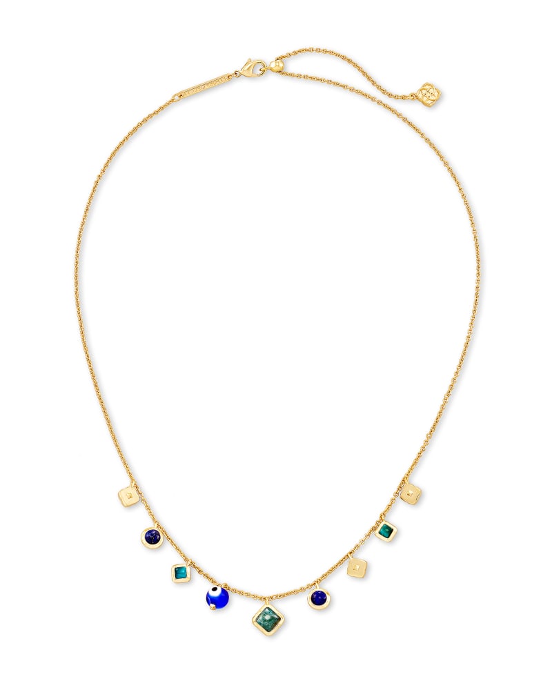 Gemma Gold Strand Necklace in Teal Mix image number 1