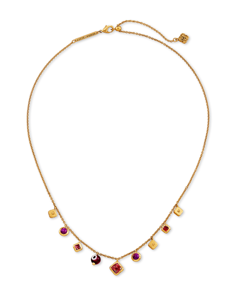 Gemma Vintage Gold Strand Necklace in Plum Mix image number 1