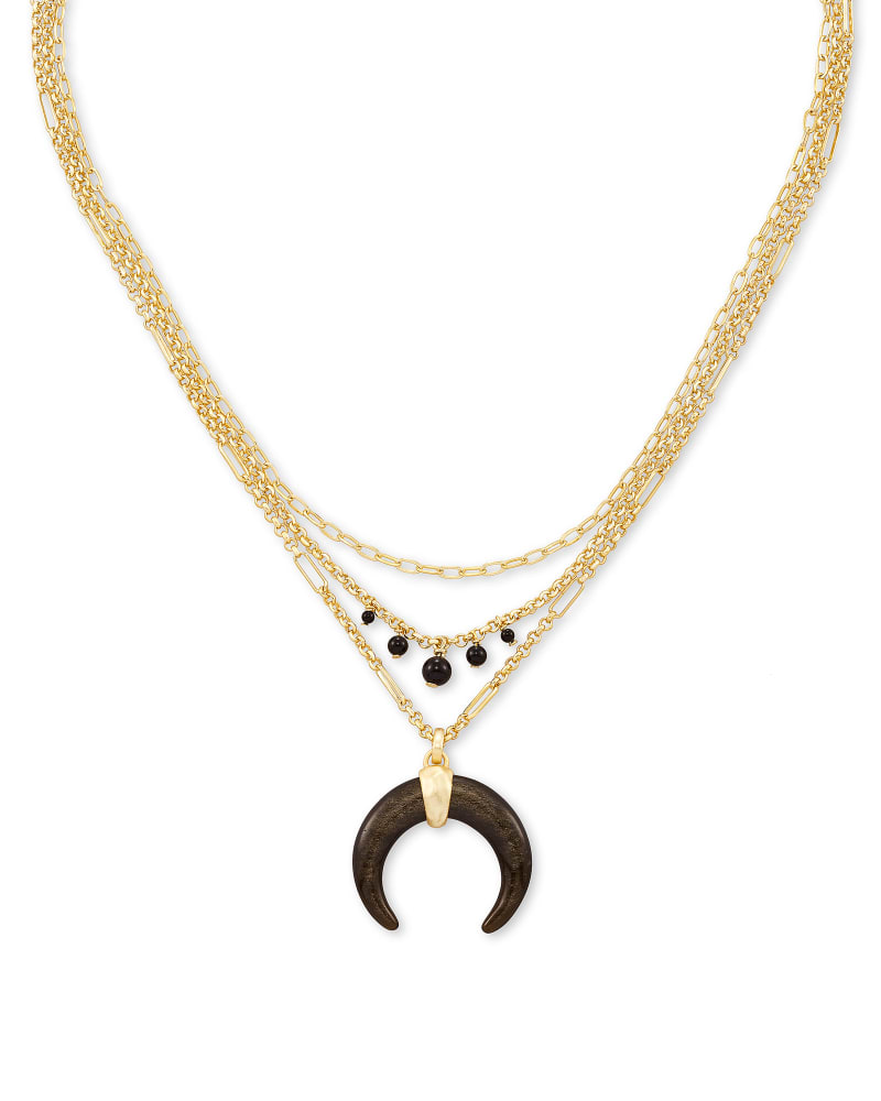 Gemma Gold Triple Strand Necklace in Golden Obsidian image number 0