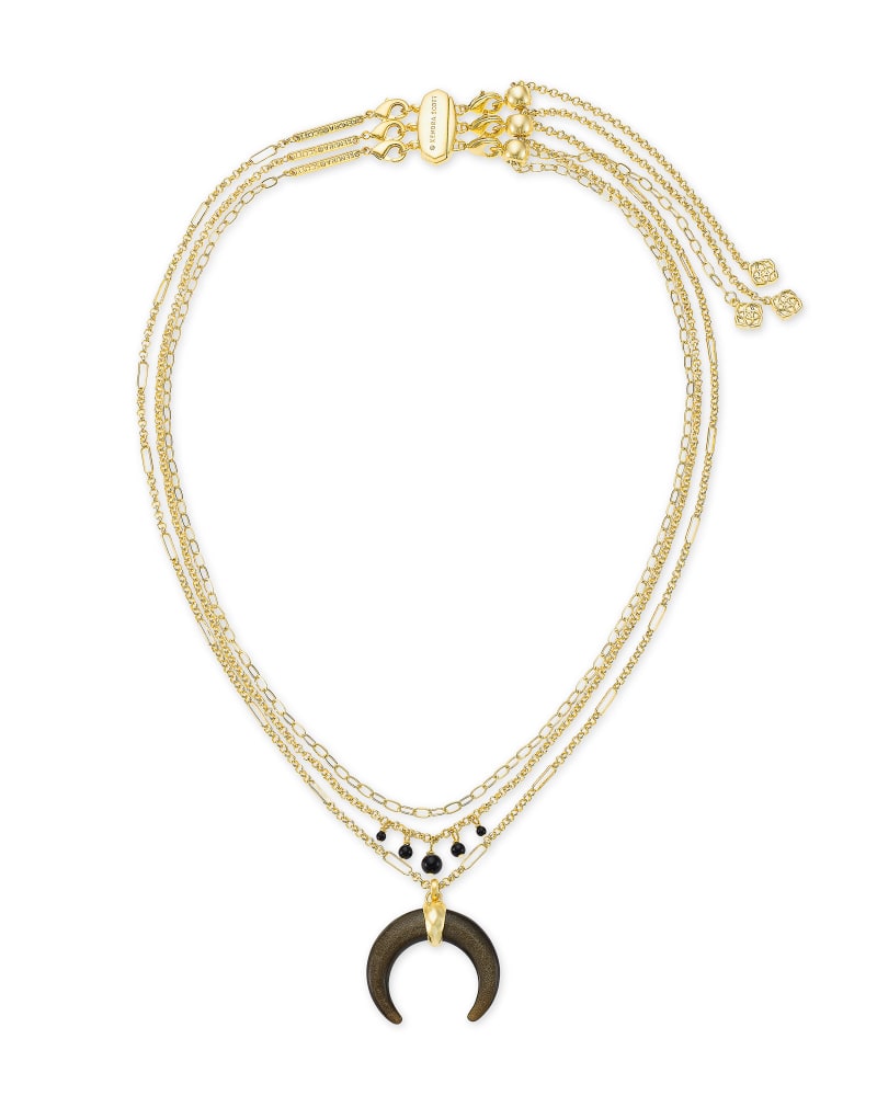 Gemma Gold Triple Strand Necklace in Golden Obsidian image number 1