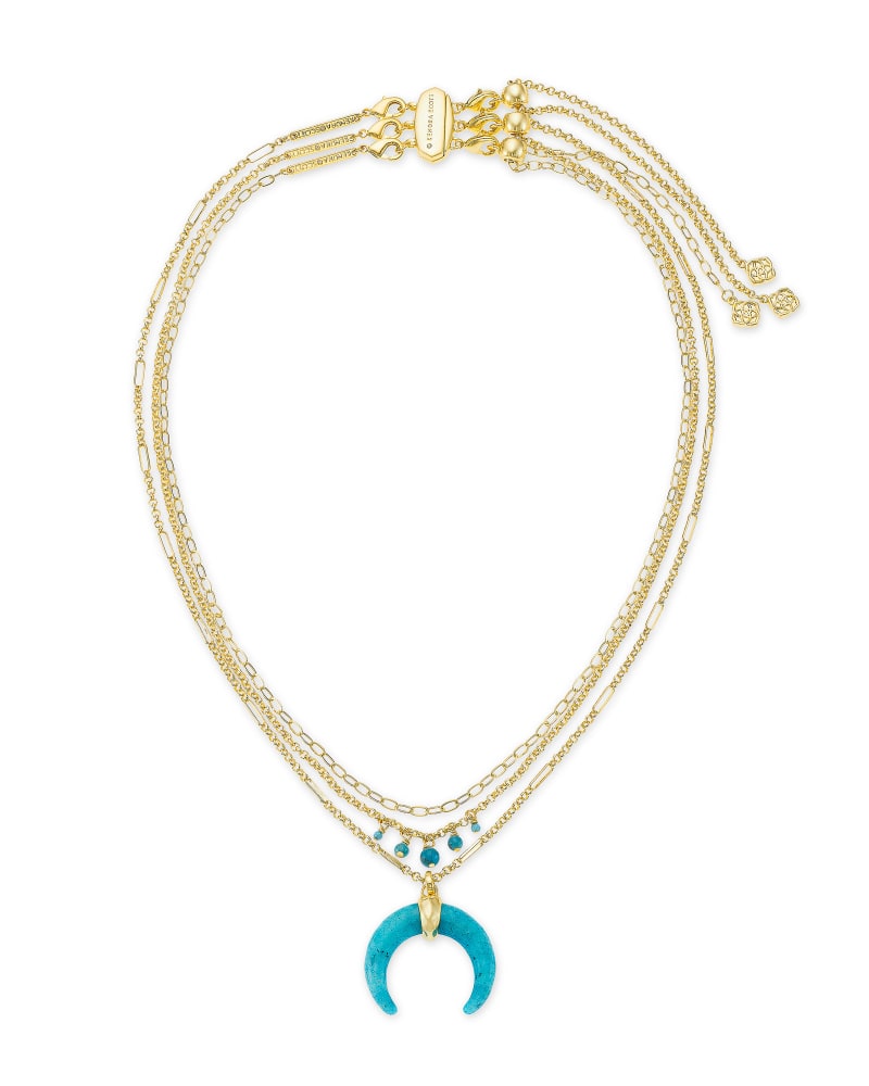 Gemma Gold Triple Strand Necklace in Teal Labradorite image number 2