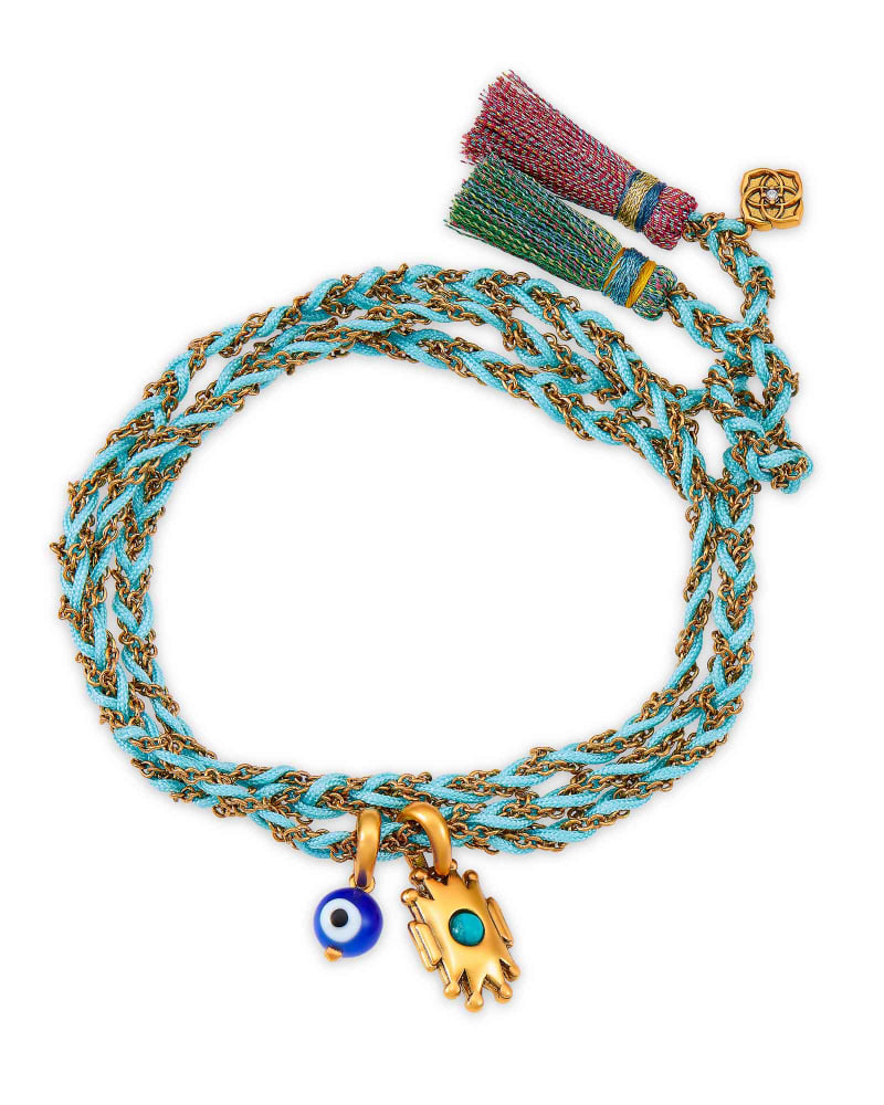 Shiva Vintage Gold Wrap Bracelet in Teal Howlite image number 0