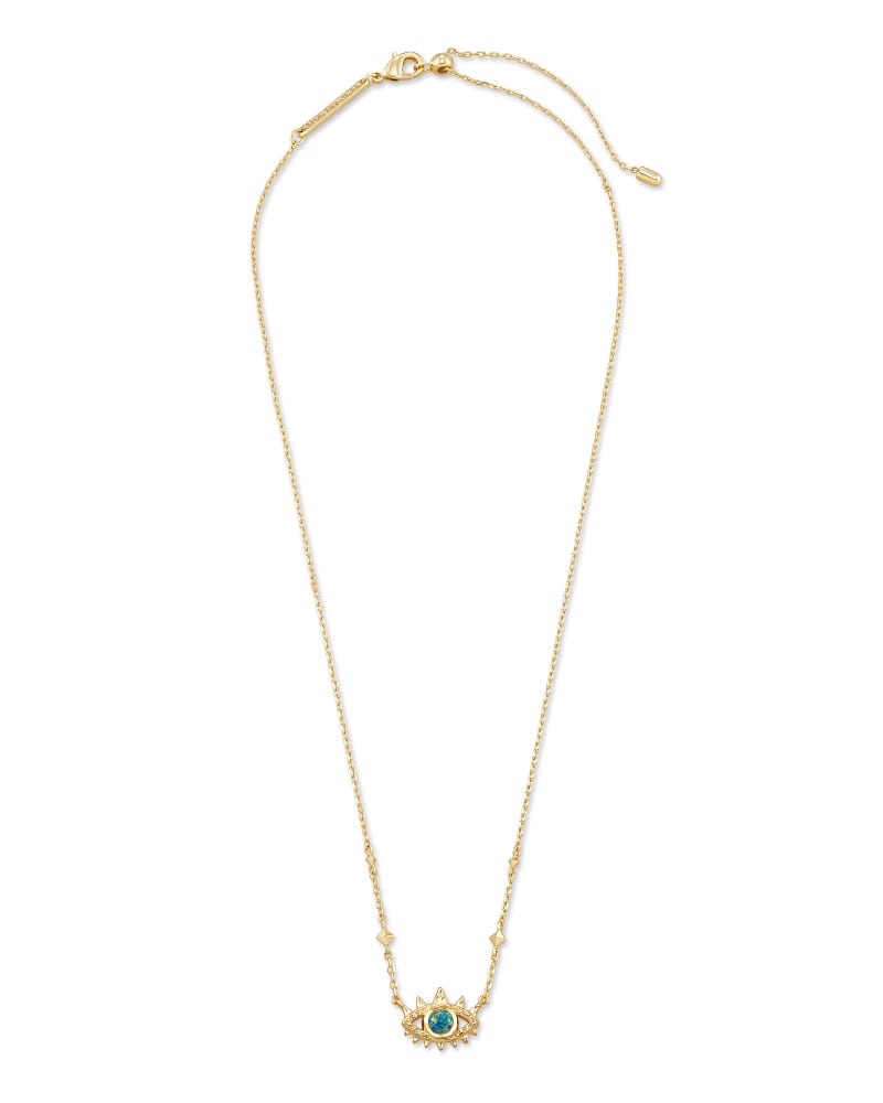 Gemma Gold Pendant Necklace In Royal Blue Green Kyocera Opal Kendra Scott