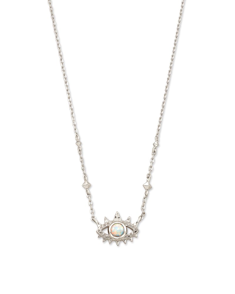 Gemma Silver Pendant Necklace in White Kyocera Opal image number 0