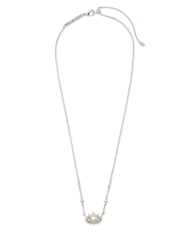 Gemma Silver Pendant Necklace in White Kyocera Opal image number 2