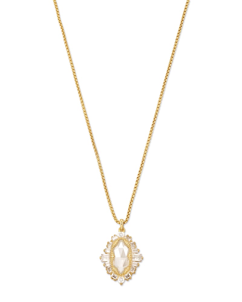Kapri Gold Small Long Pendant Necklace in Lustre Glass image number 0