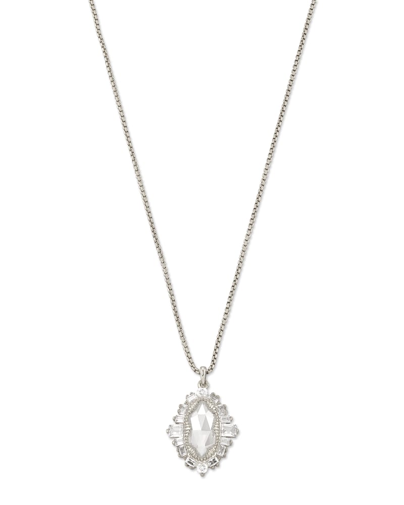 Kapri Silver Small Long Pendant Necklace in Lustre Glass image number 0