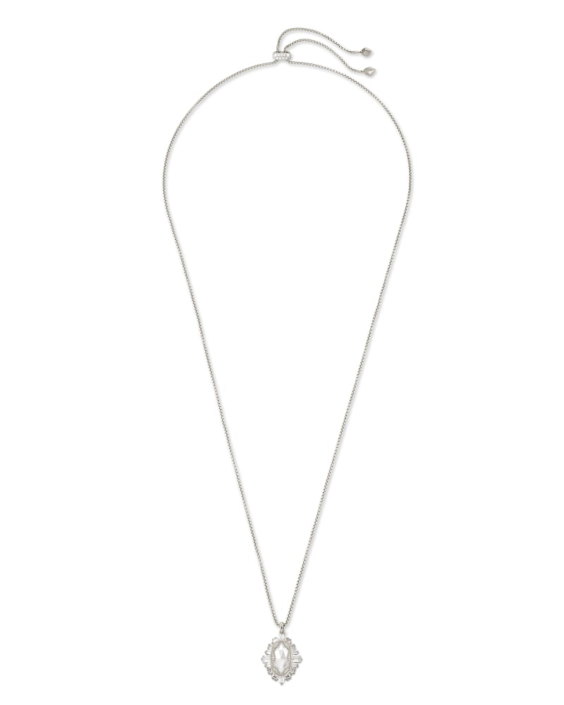 Kapri Silver Small Long Pendant Necklace in Lustre Glass image number 3