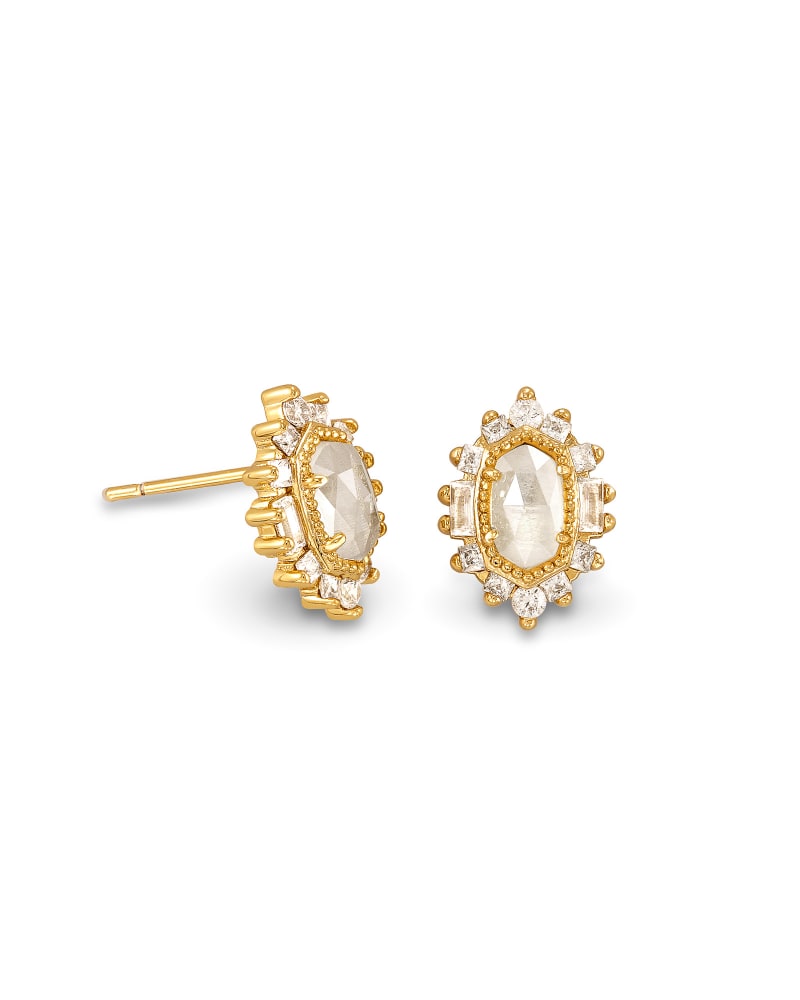 Kapri Gold Stud Earrings in Lustre Glass image number 0