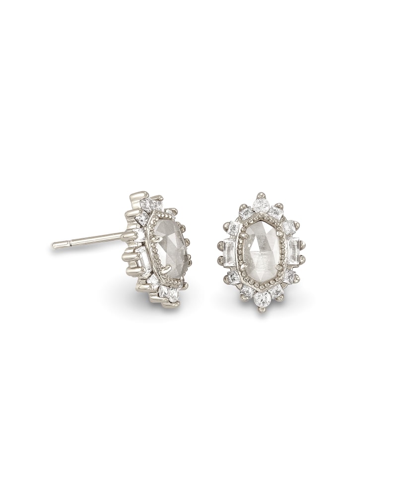 Kapri Silver Stud Earrings in Lustre Glass image number 0